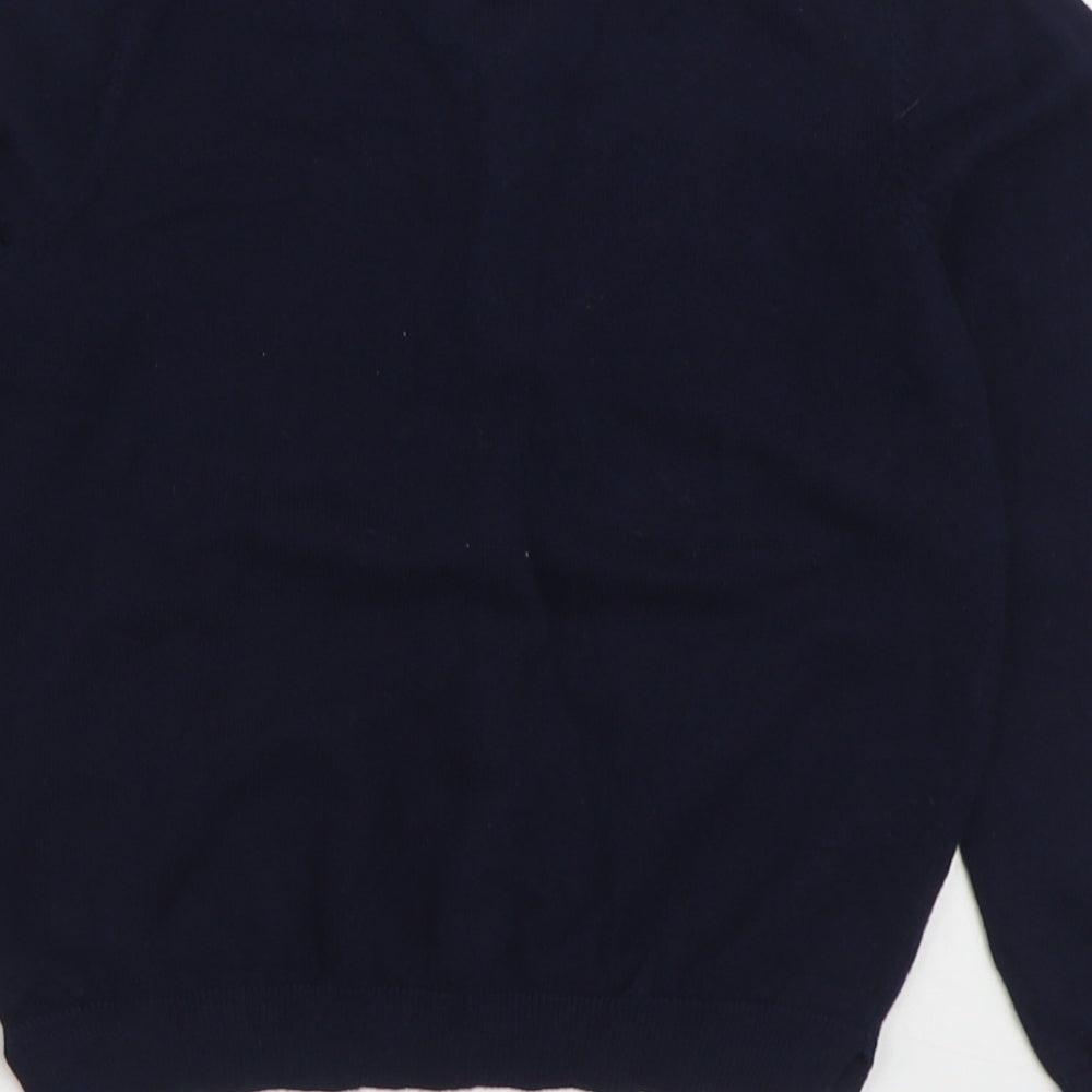 H&M Girls Blue Round Neck Cotton Cardigan Jumper Size 7-8 Years Buckle