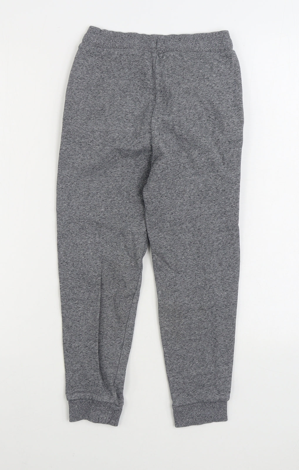 Marks and Spencer Boys Grey Cotton Jogger Trousers Size 7-8 Years Regular Tie