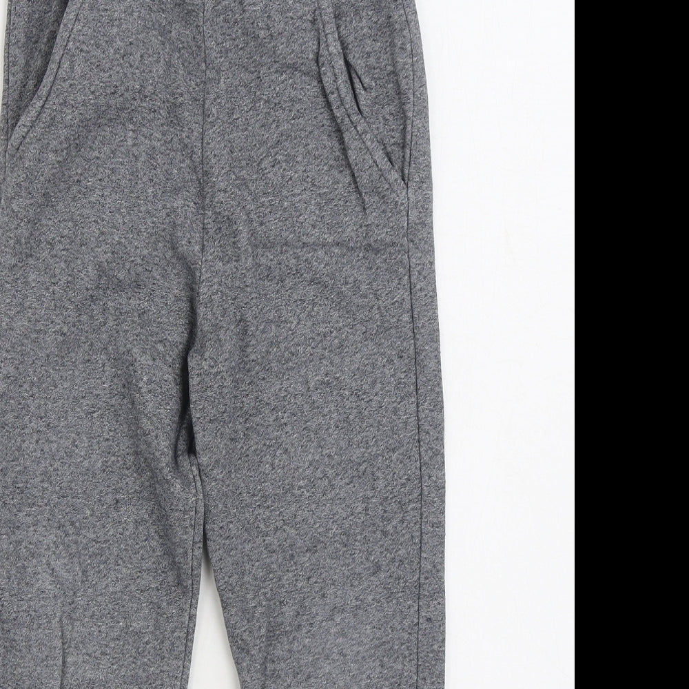 Marks and Spencer Boys Grey Cotton Jogger Trousers Size 7-8 Years Regular Tie