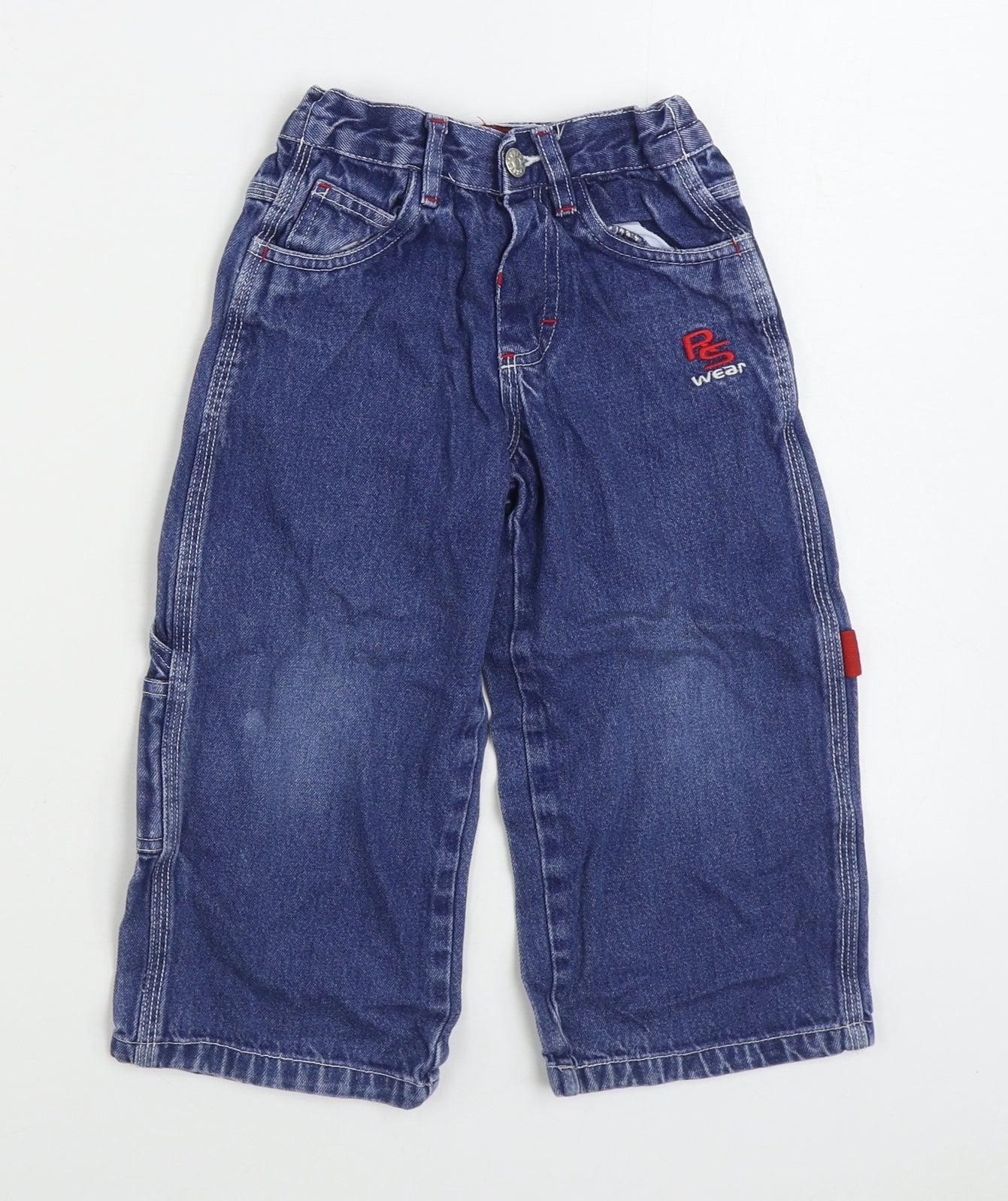 Rebel Skatewear Boys Blue Cotton Wide-Leg Jeans Size 3-4 Years Regular