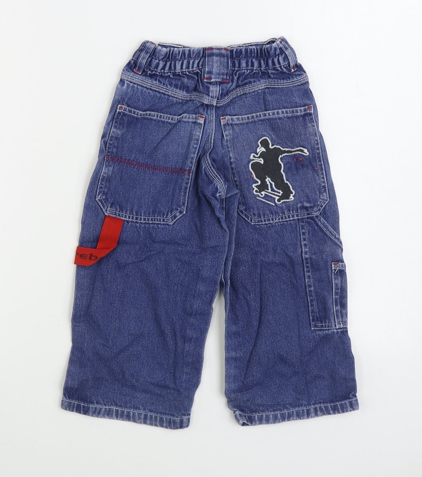 Rebel Skatewear Boys Blue Cotton Wide-Leg Jeans Size 3-4 Years Regular