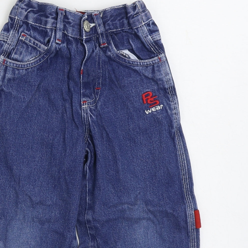 Rebel Skatewear Boys Blue Cotton Wide-Leg Jeans Size 3-4 Years Regular