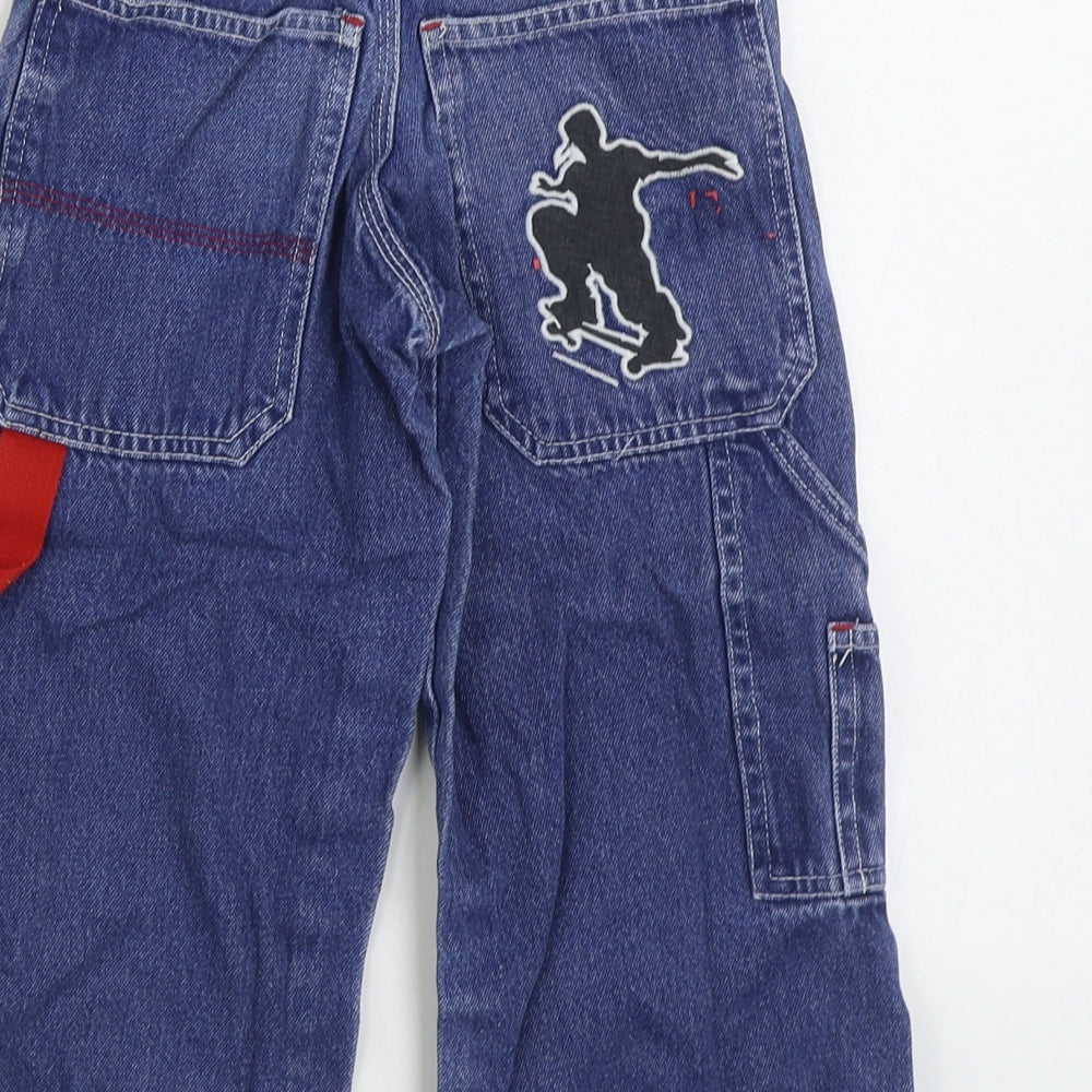 Rebel Skatewear Boys Blue Cotton Wide-Leg Jeans Size 3-4 Years Regular