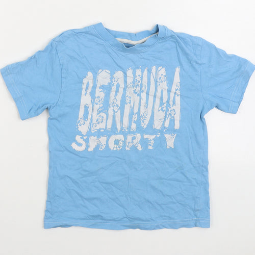 Rebel Boys Blue 100% Cotton Basic T-Shirt Size 5-6 Years Round Neck Pullover