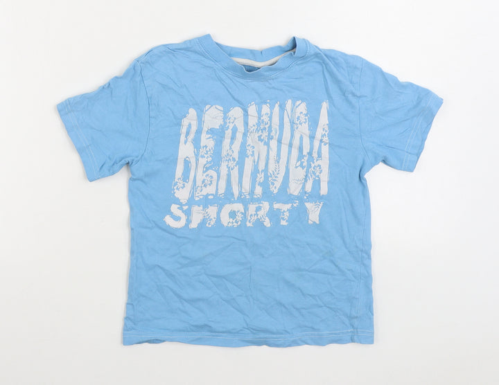 Rebel Boys Blue 100% Cotton Basic T-Shirt Size 5-6 Years Round Neck Pullover