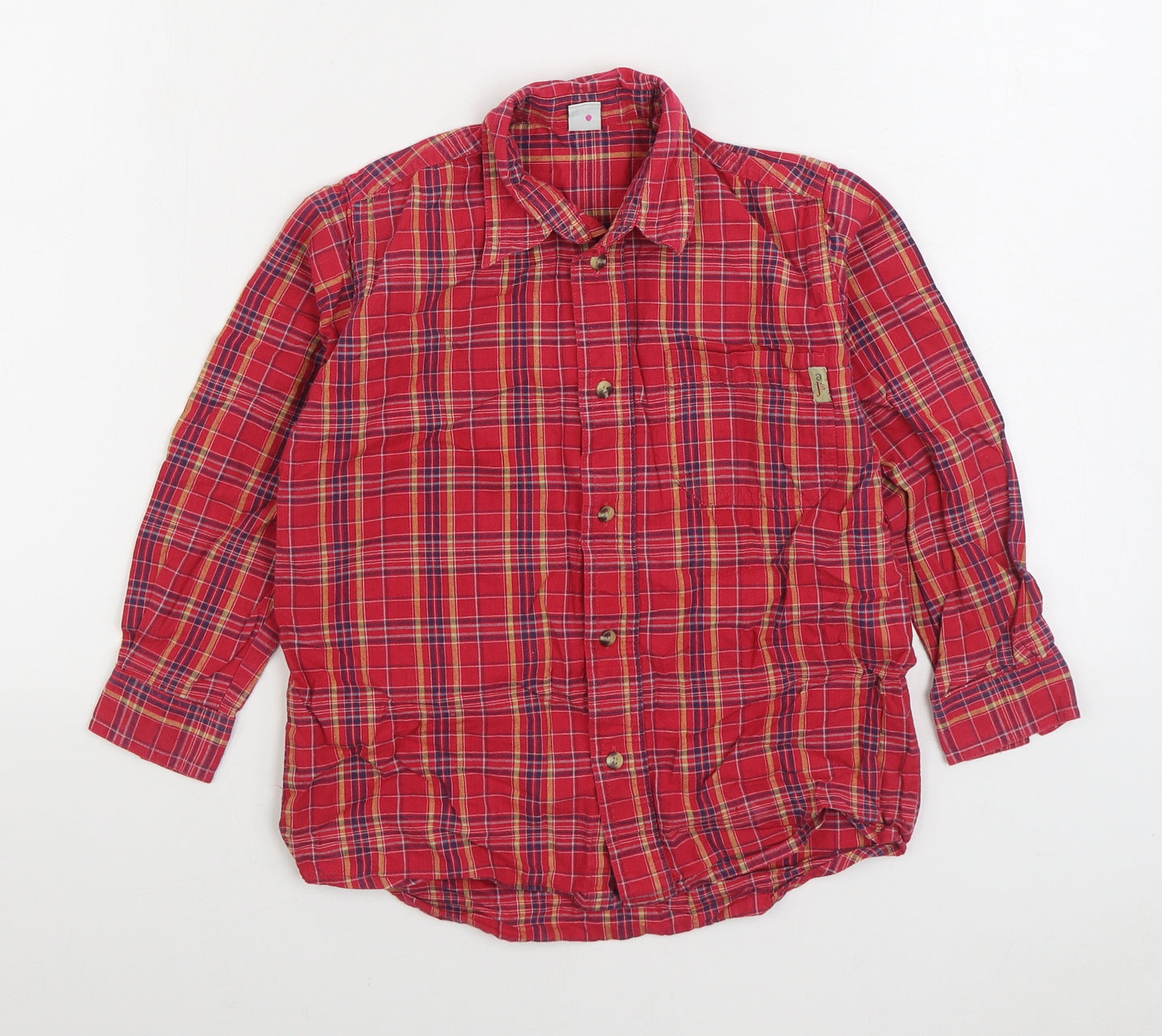 Adams Apple Boys Red Plaid 100% Cotton Basic Button-Up Size 8 Years Collared Button