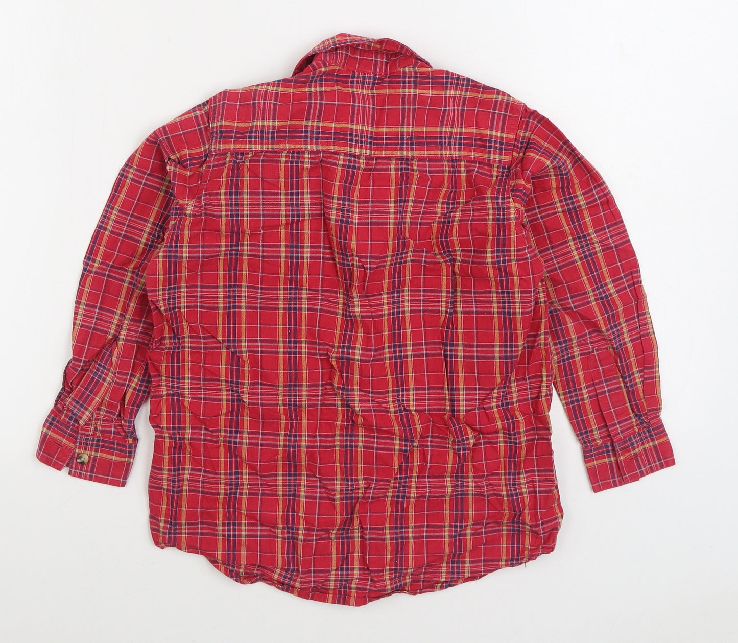 Adams Apple Boys Red Plaid 100% Cotton Basic Button-Up Size 8 Years Collared Button