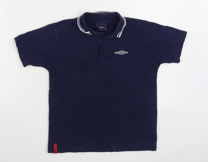 Umbro Boys Blue Polyester Basic Polo Size 11 Years Collared Pullover