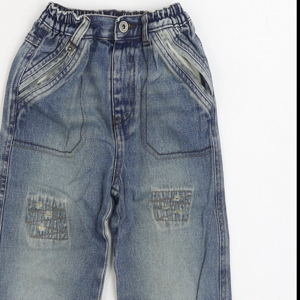 George Boys Blue 100% Cotton Straight Jeans Size 3-4 Years Regular Zip