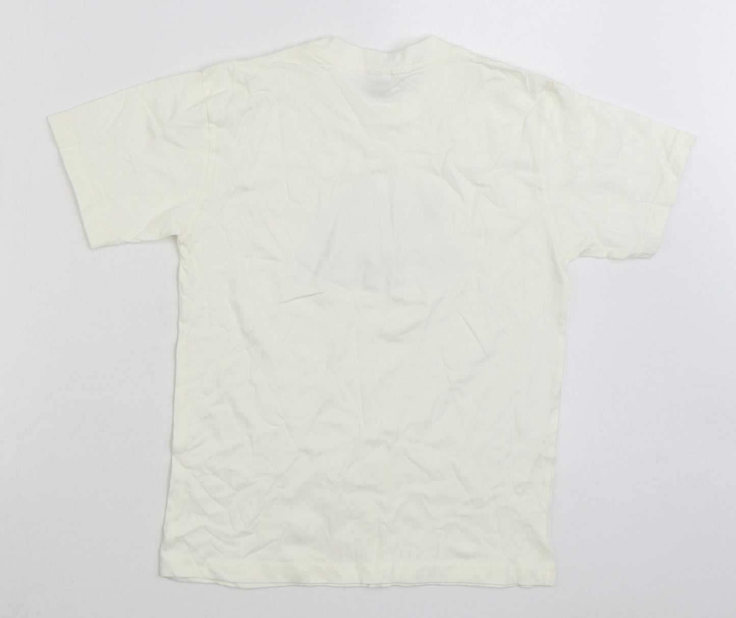 Art Published Boys White 100% Cotton Basic T-Shirt Size 9-10 Years Round Neck Pullover