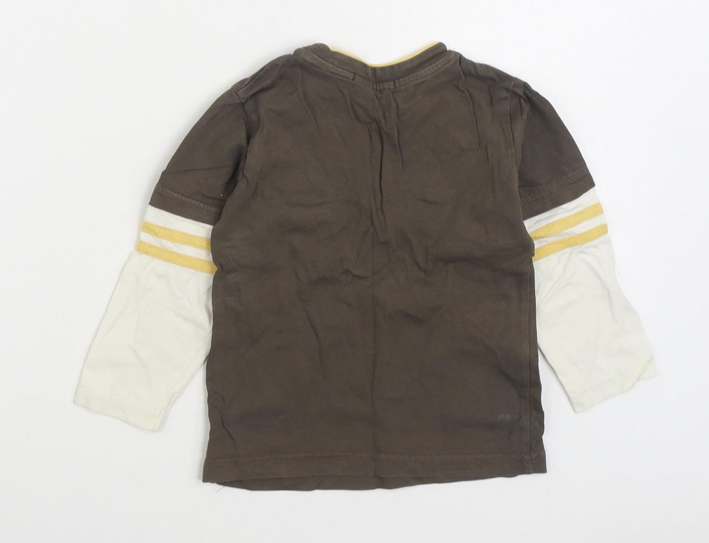 George Boys Brown 100% Cotton Basic T-Shirt Size 3-4 Years Round Neck Pullover