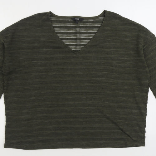 NEXT Womens Green V-Neck Acrylic Pullover Jumper Size 14