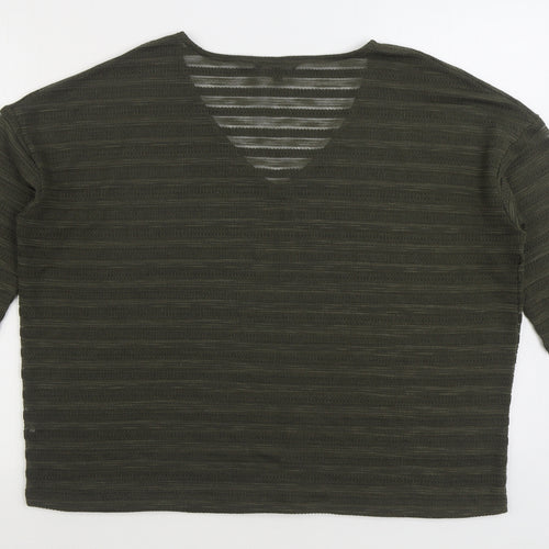 NEXT Womens Green V-Neck Acrylic Pullover Jumper Size 14