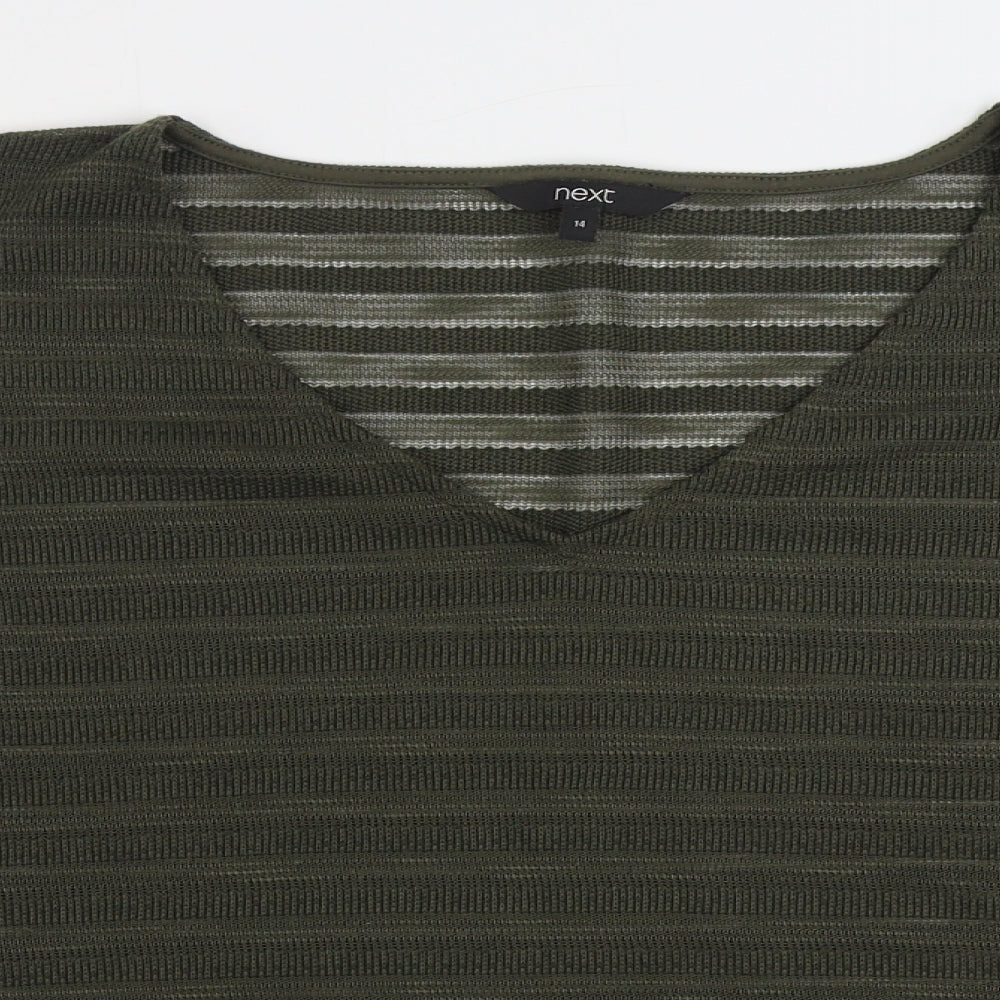 NEXT Womens Green V-Neck Acrylic Pullover Jumper Size 14