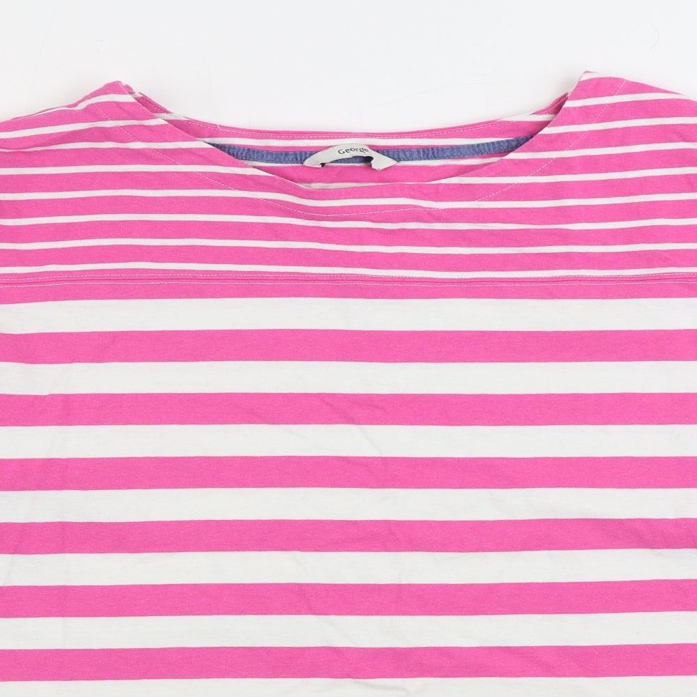 George Womens Pink Striped 100% Cotton Pullover Sweatshirt Size 24 Pullover