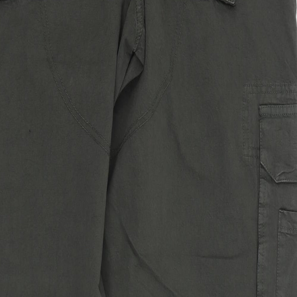 Kangaroo Poo Mens Grey Cotton Cargo Trousers Size 34 in L32 in Regular Zip