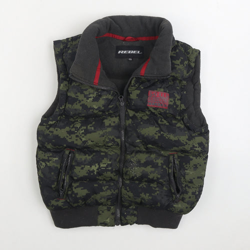 Rebel Boys Green Camouflage Gilet Coat Size 11-12 Years Zip