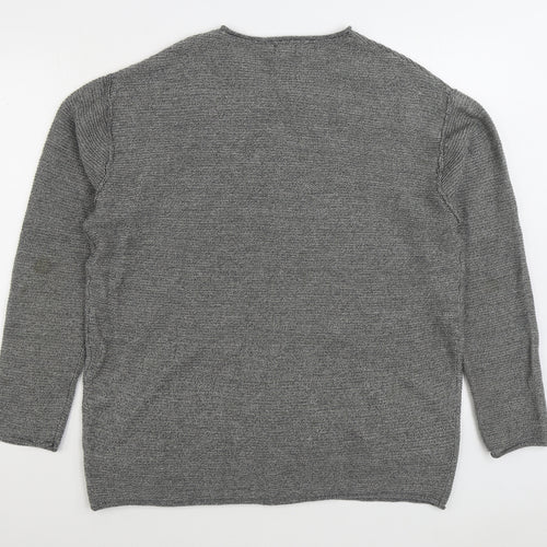 H&M Mens Grey Round Neck Acrylic Pullover Jumper Size L