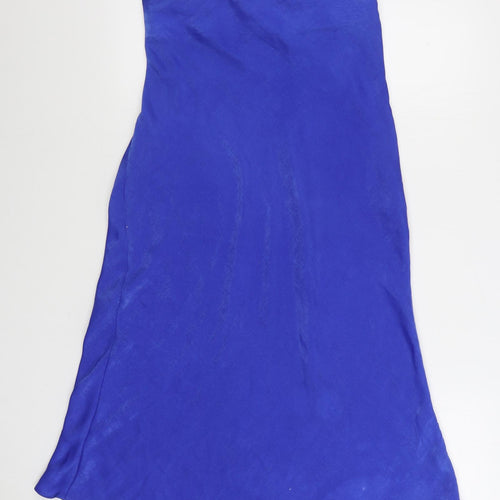 F&F Womens Blue Polyester Straight & Pencil Skirt Size 12 Zip
