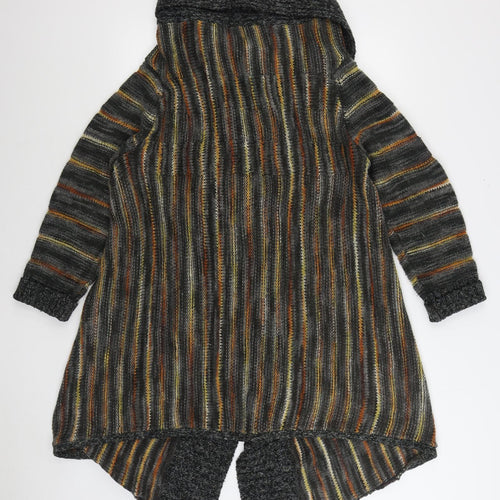 F&F Womens Multicoloured V-Neck Striped Acrylic Cardigan Jumper Size 20