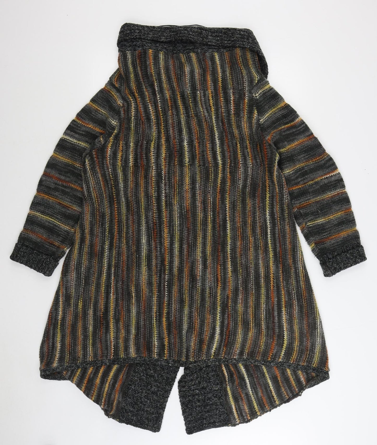F&F Womens Multicoloured V-Neck Striped Acrylic Cardigan Jumper Size 20