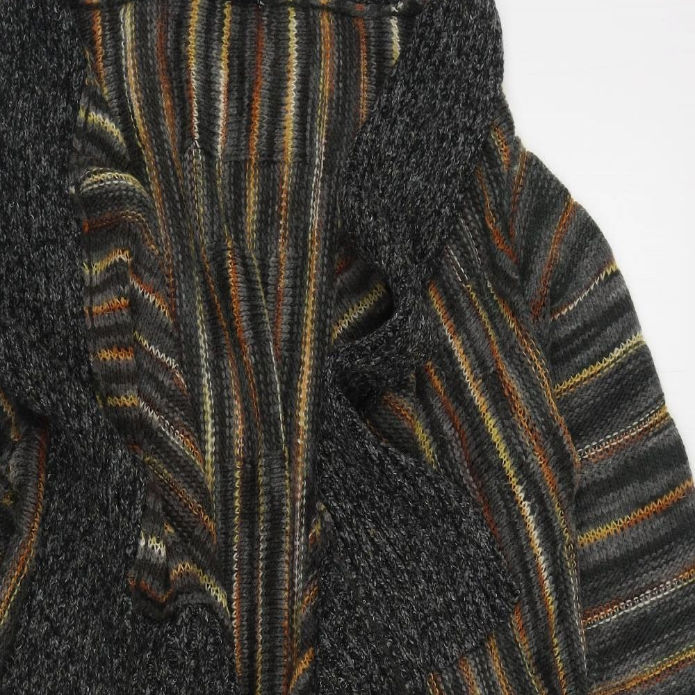 F&F Womens Multicoloured V-Neck Striped Acrylic Cardigan Jumper Size 20