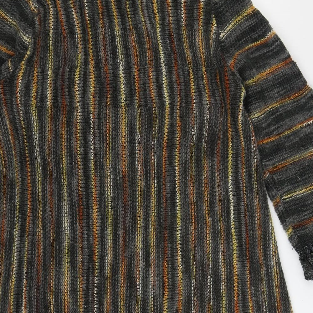 F&F Womens Multicoloured V-Neck Striped Acrylic Cardigan Jumper Size 20