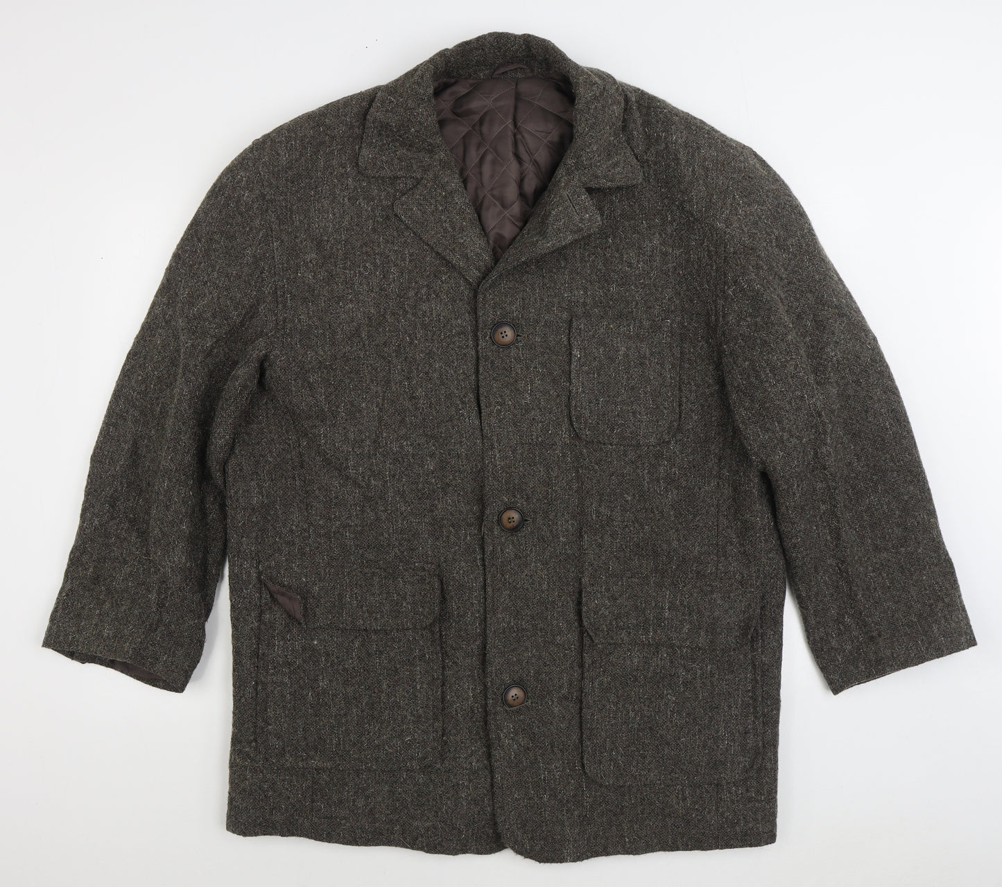 IQ Trademark Mens Brown Overcoat Coat Size M Button