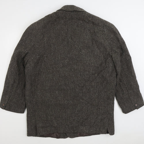 IQ Trademark Mens Brown Overcoat Coat Size M Button