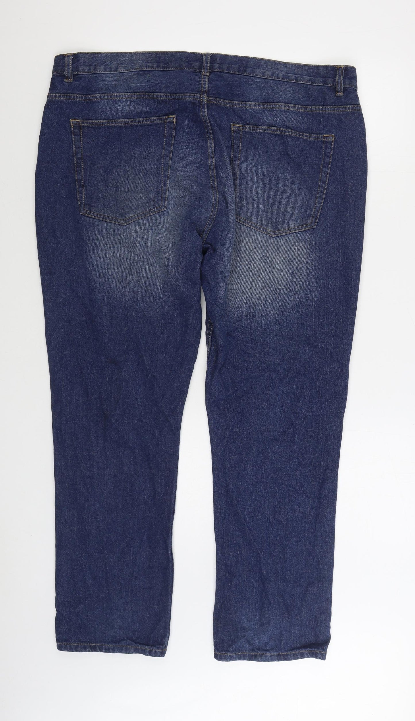 George Mens Blue Cotton Straight Jeans Size 42 in L30 in Regular Zip