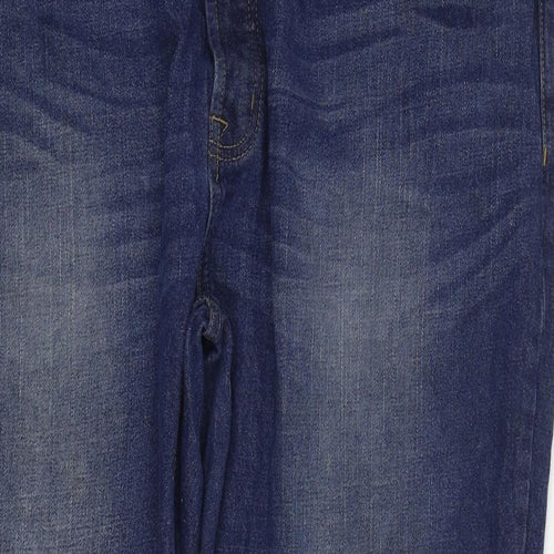George Mens Blue Cotton Straight Jeans Size 42 in L30 in Regular Zip
