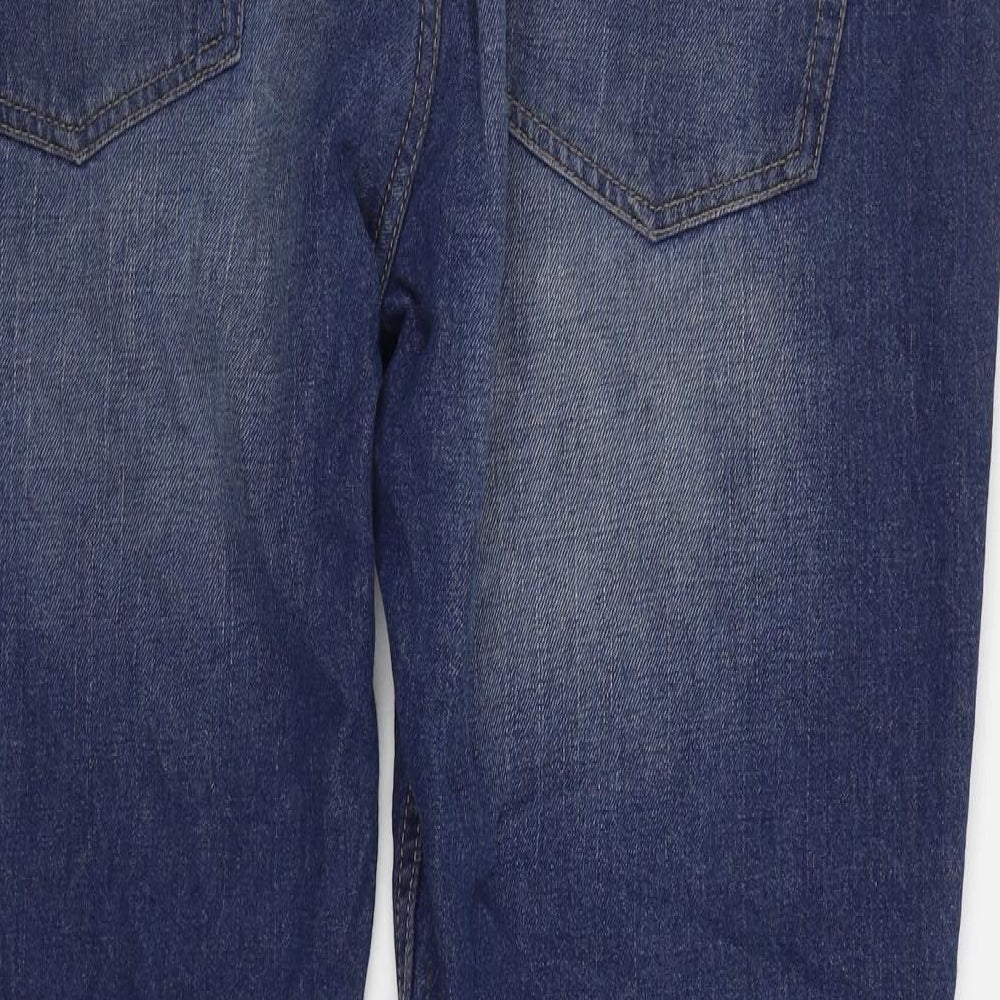 George Mens Blue Cotton Straight Jeans Size 42 in L30 in Regular Zip