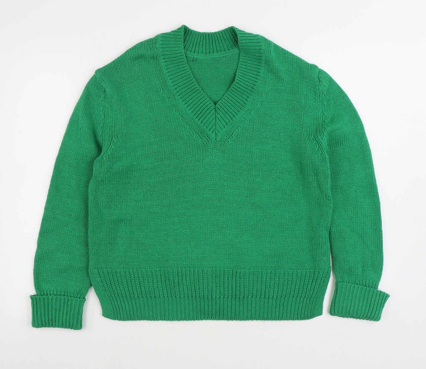 Marks and Spencer Womens Green V-Neck Viscose Pullover Jumper Size M