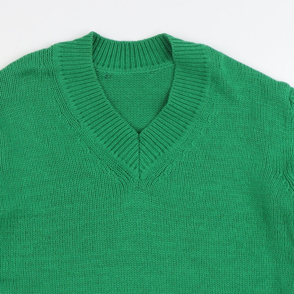 Marks and Spencer Womens Green V-Neck Viscose Pullover Jumper Size M