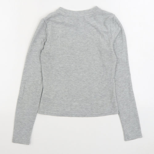 H&M Womens Grey Polyester Pullover Sweatshirt Size XS Pullover