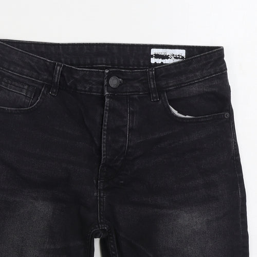 Denim & Co Mens Black Cotton Cropped Jeans Size 32 in Regular Zip