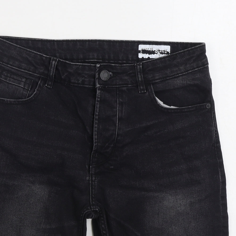 Denim & Co Mens Black Cotton Cropped Jeans Size 32 in Regular Zip