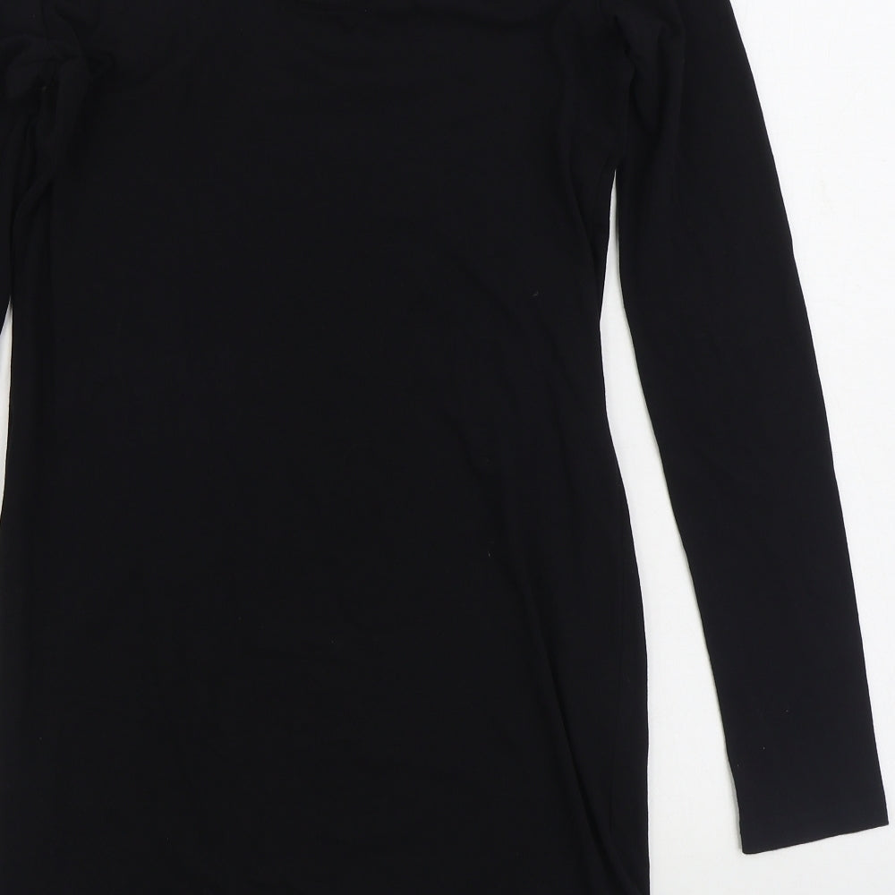 VERO MODA Womens Black Cotton T-Shirt Dress Size XL V-Neck Pullover