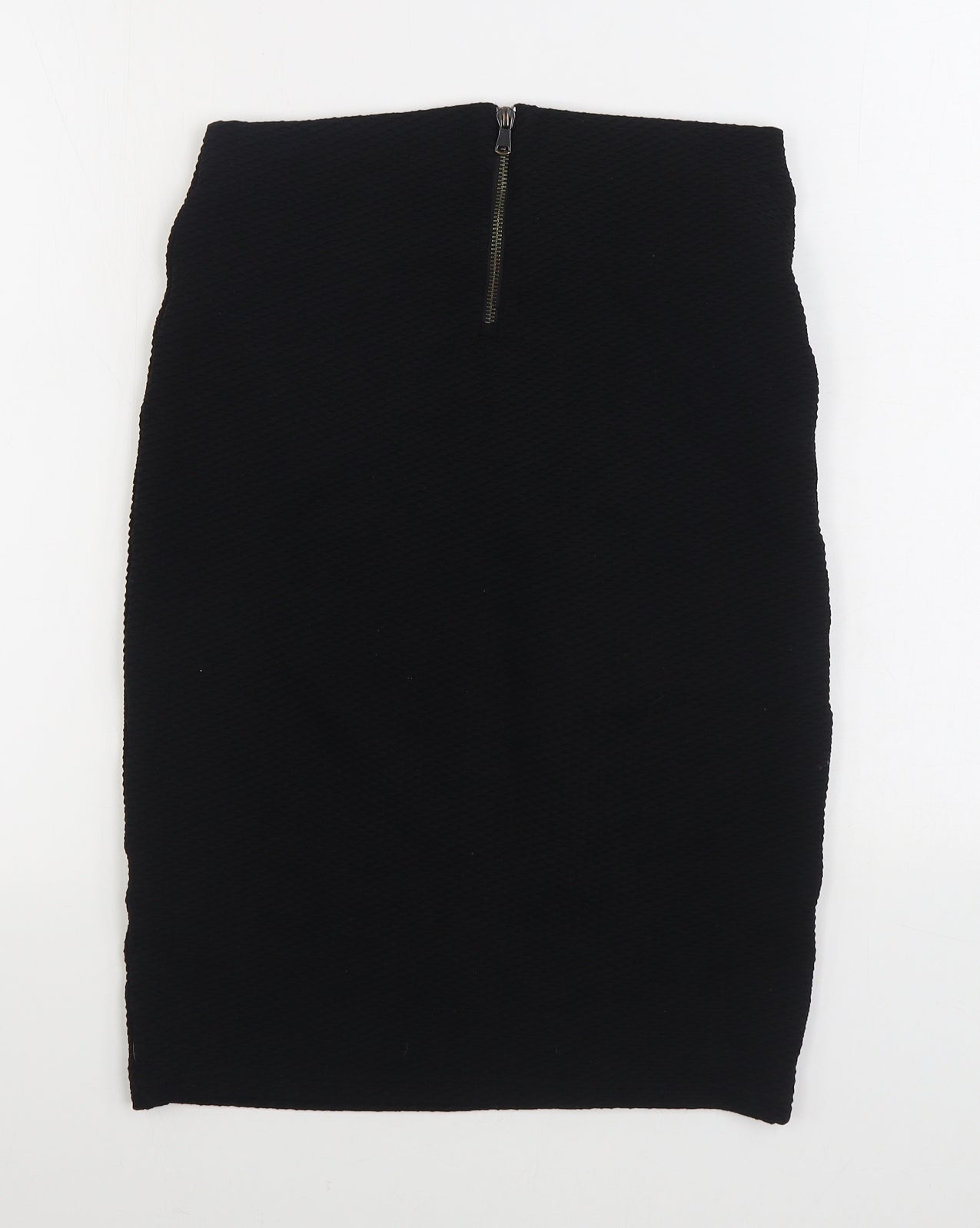 New Look Womens Black Polyester Straight & Pencil Skirt Size 8 Zip
