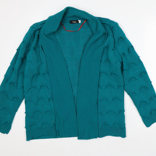 Glimpse Design Womens Green Round Neck Acrylic Cardigan Jumper Size L