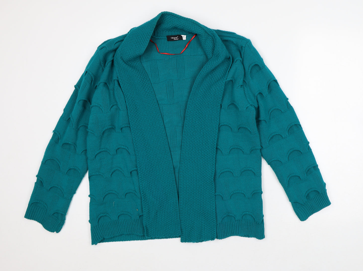 Glimpse Design Womens Green Round Neck Acrylic Cardigan Jumper Size L