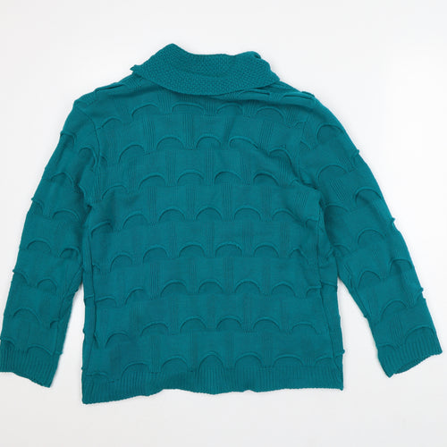 Glimpse Design Womens Green Round Neck Acrylic Cardigan Jumper Size L