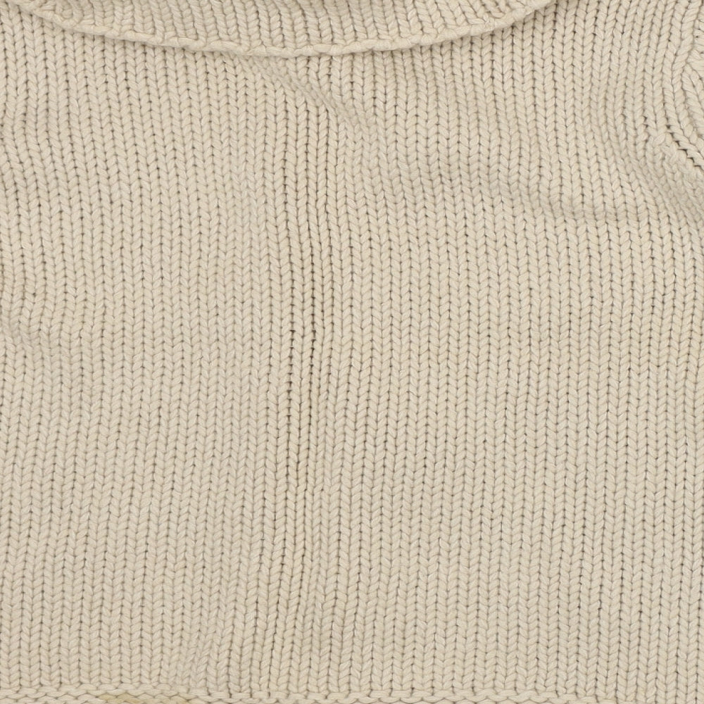 Marks and Spencer Womens Beige Collared Acrylic Cardigan Jumper Size 16