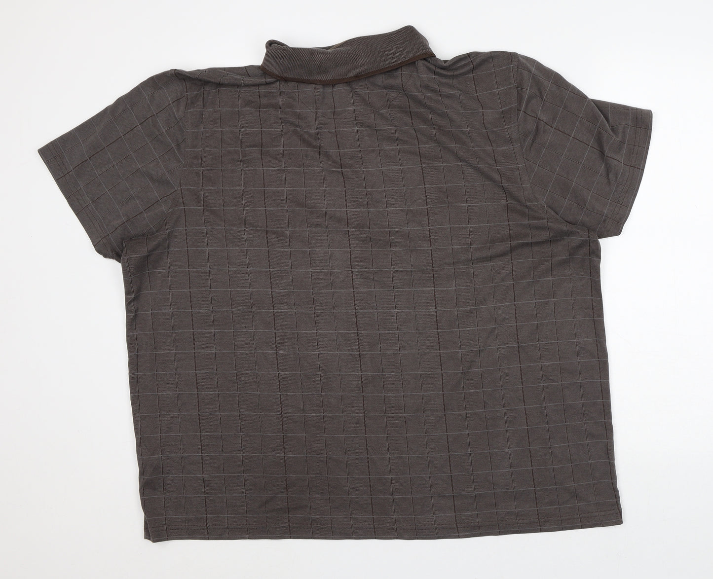 Luxury Mens Brown Check Modal Polo Size 2XL Collared