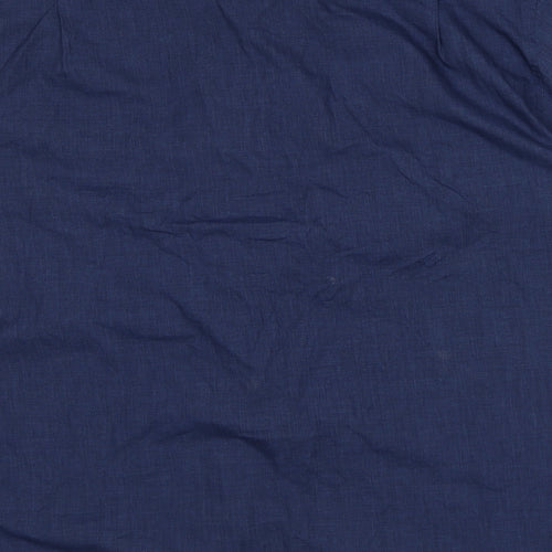 Florence and Fred Mens Blue Geometric Polyester Button-Up Size L Collared