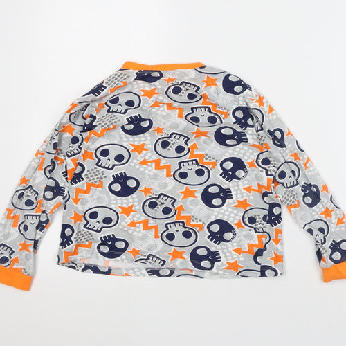 Preworn Boys Grey Geometric Cotton Pullover T-Shirt Size 8-9 Years Crew Neck - Skull