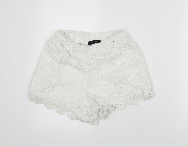 Atmosphere Womens White Geometric Polyester Culotte Shorts Size 6 L4 in Regular