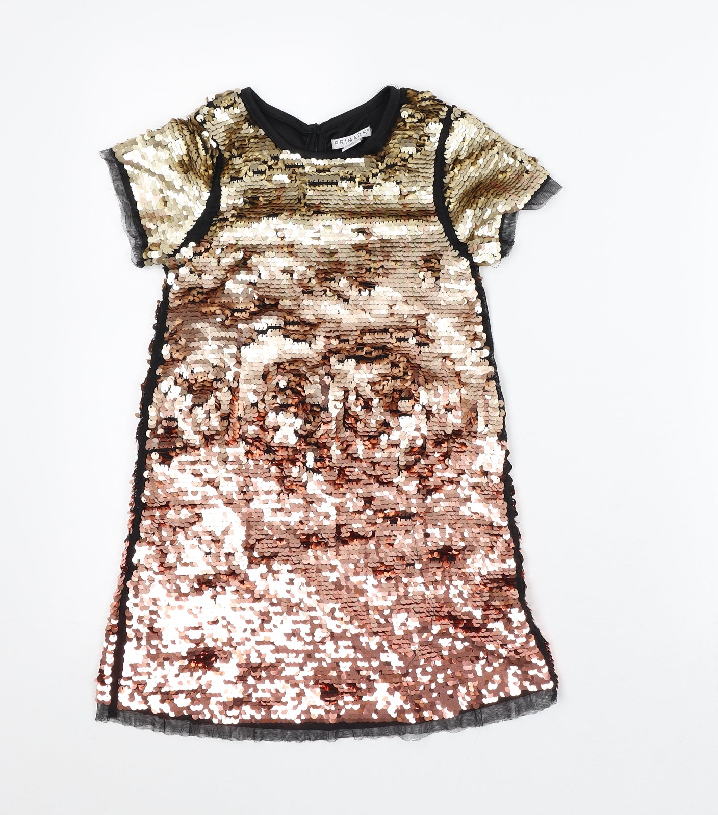 Primark Girls Orange Polyester A-Line Size 5-6 Years Crew Neck