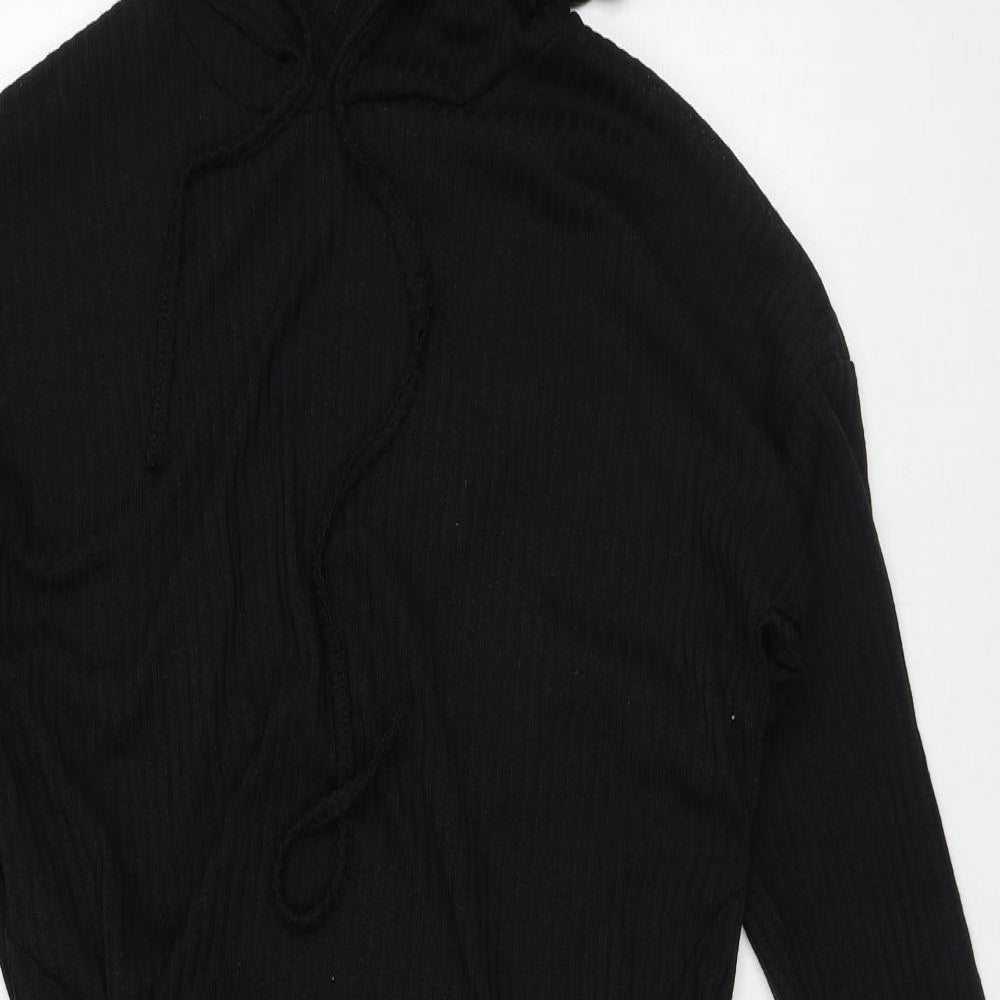 Preworn Womens Black High Neck Polyester Cardigan Jumper Size M - 2-in-1