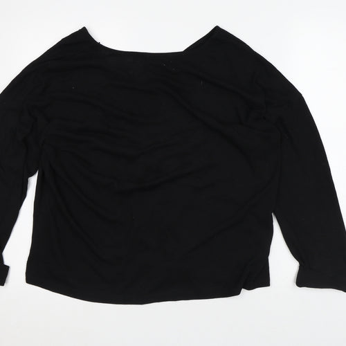Sheilay Womens Black Polyester Basic T-Shirt Size S Round Neck - Giraffe